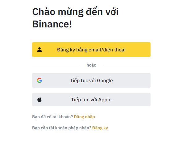 Đăng ký tài khoản binance