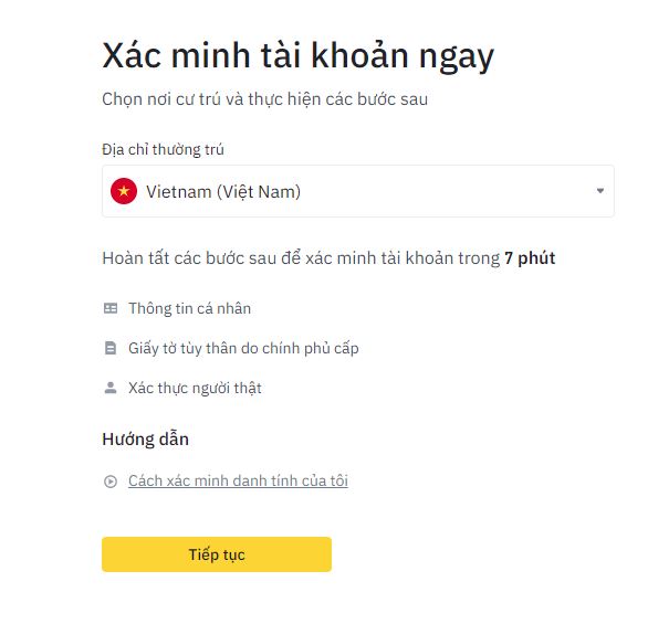 Xác minh tài khoản Binance