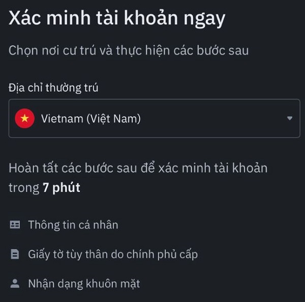 Xác minh tài khoản Binance