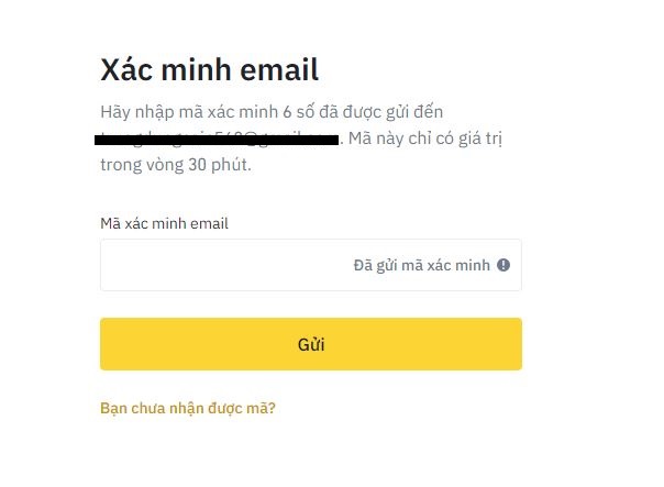 Xác nhận đăng ký tài khoản binance